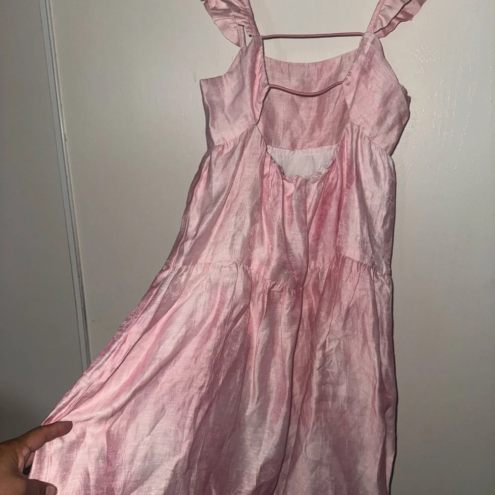 Zara Pink Ruffled Backless Sundress